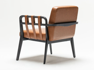 EATON - Leather easy chair with armrests by Papell Design - view 3